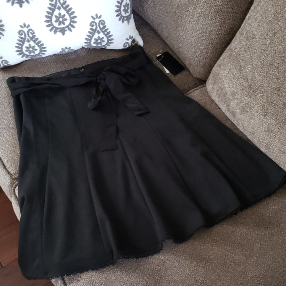 Stoosh black skirt stretch fit & flare ribbon sash